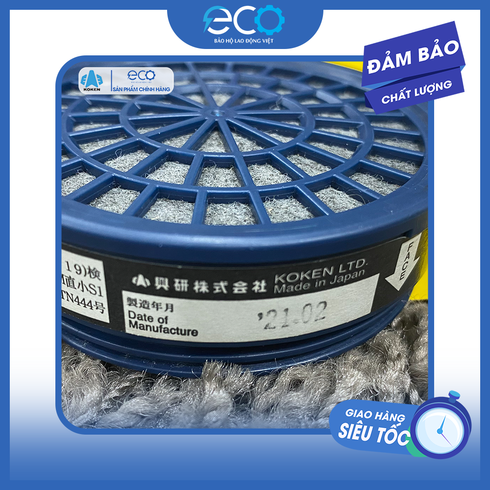 Koken Phin lọc Koken G7 KGC-10L - Chống hóa chất cực mạnh, lọc hơi hữu cơ, thuốc trừ sâu, sơn, bảo vệ hô hấp an toàn, chính hãng Nhật Bản