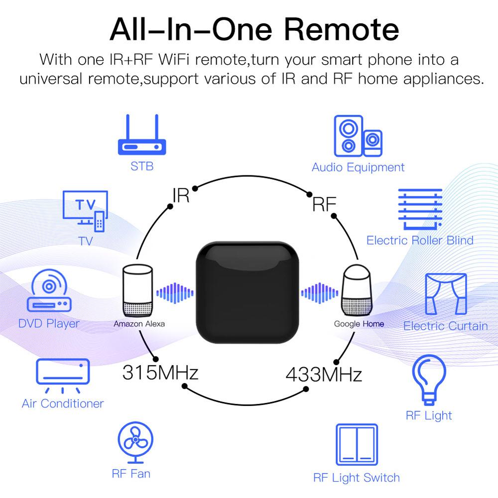 WIFI IR RF Remote Universal Controller Voice Control Intelligent Home Life All-in-One Remote Compatible with Tuya Alexa