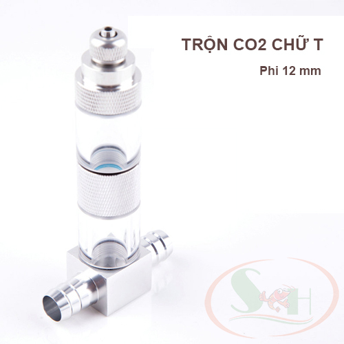 Trộn co2 chữ T Mufan phi 12, 16 mm gắn ngoài không giảm dòng hòa tan co2 bể thủy sinh