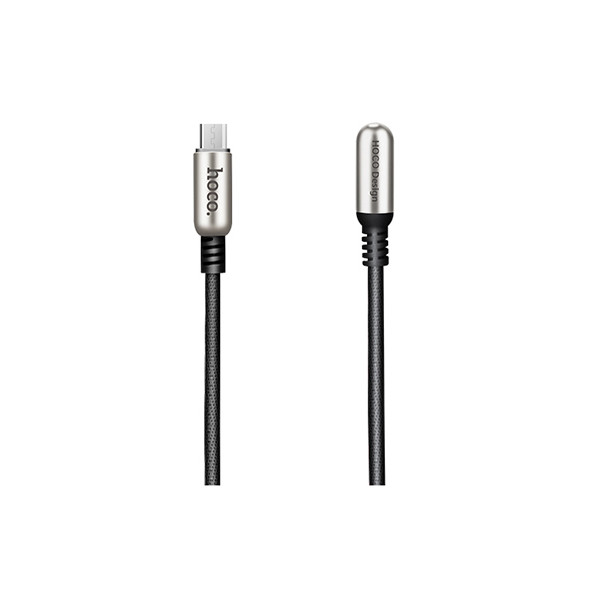 Cáp sạc Đầu L cao cấp HoCo U17 cổng MicroUSB dài 1.2m (Đen) - Hàng chính hãng