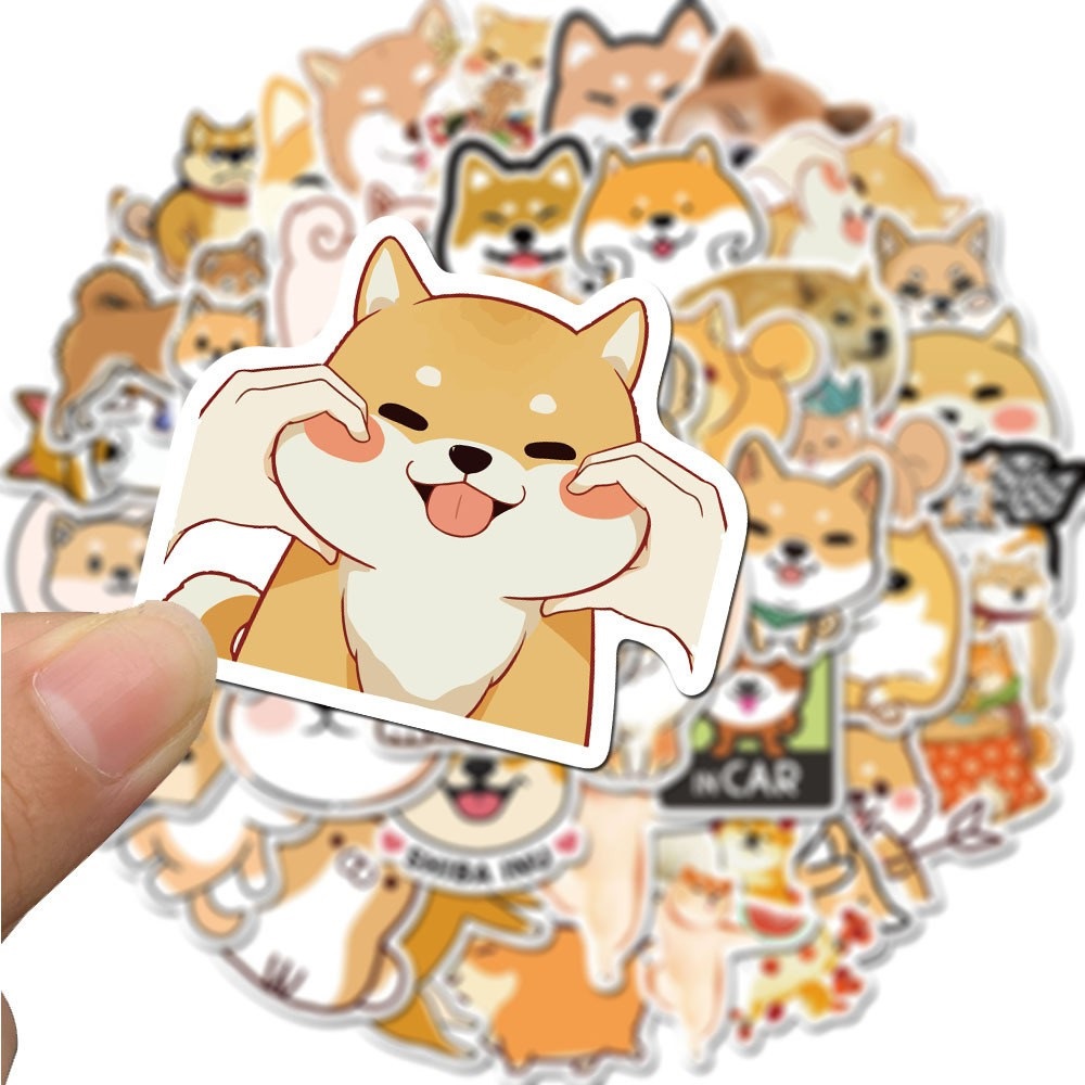 Sticker chó shiba inu decal dán laptop , điện thoại hình dán trang trí