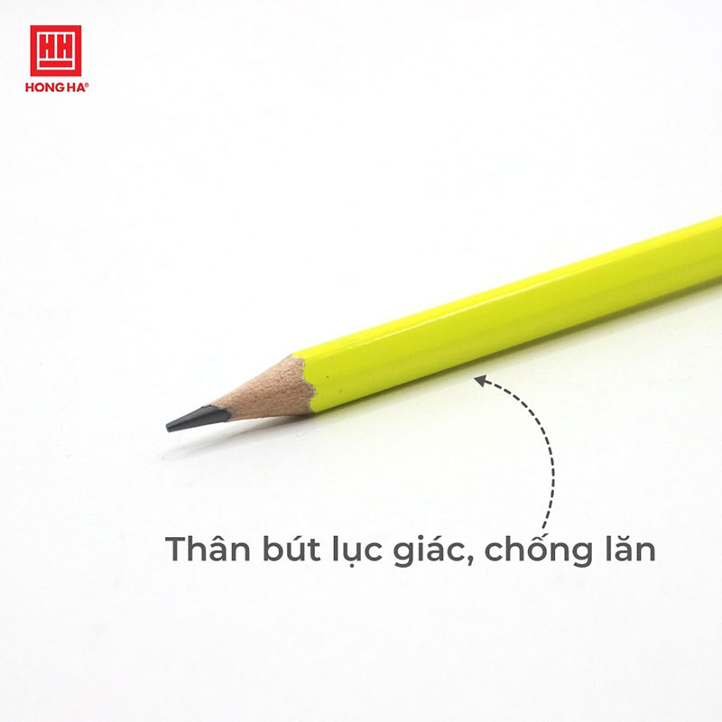 Hộp 12 bút chì gỗ 2B Hồng Hà kèm đầu tẩy  ABC Plus - 3566 chuyên dùng viết, vẽ phác thảo