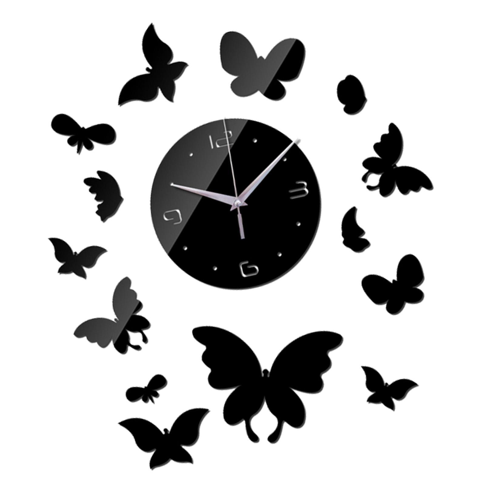 Modern Wall Clock Geometric Mute DIY Mirror Acrylic for Office Home