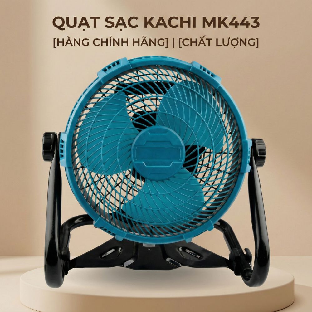 Quạt Để Bàn Tích Điện Kachi MK443 – Gió Turbo Mạnh Mẽ, Xoay 360 Độ, Thiết Kế Di Động Đa Năng - hàng chính hãng