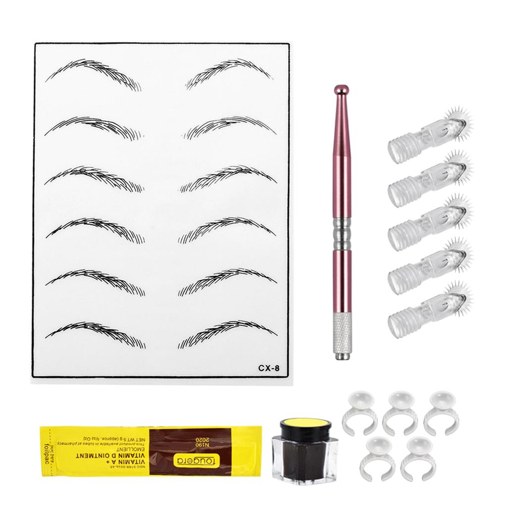 Pro Microblading  Training Kit Eyebrow Practice Exercise Tools Pink