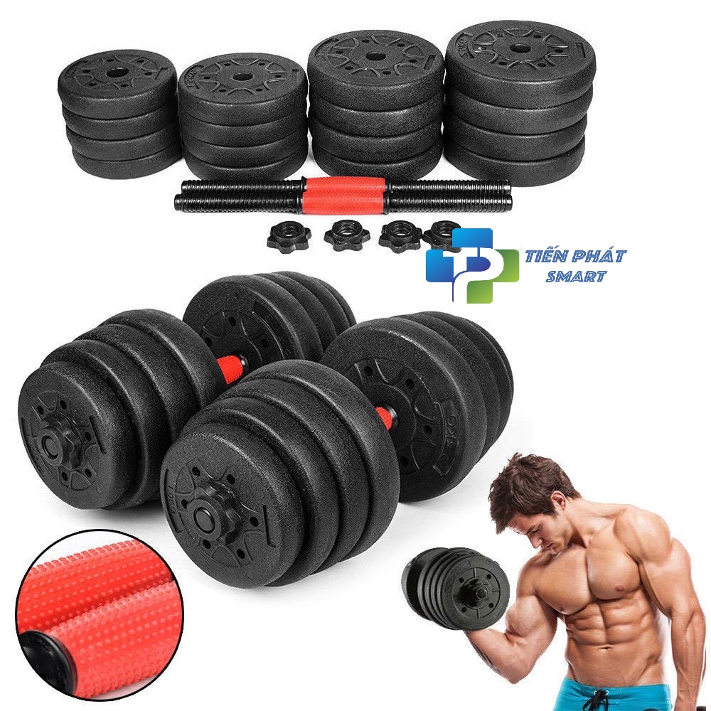 Bộ Tạ Tập Gym Tại Nhà 40kg - Bộ Tạ Tay Đa Năng Điều Chỉnh Cân Nặng - Kết Hợp Tạ Tay, Tạ Đẩy, Tạ Đòn - Phân loại (40kg) - Hàng Chính Hãng