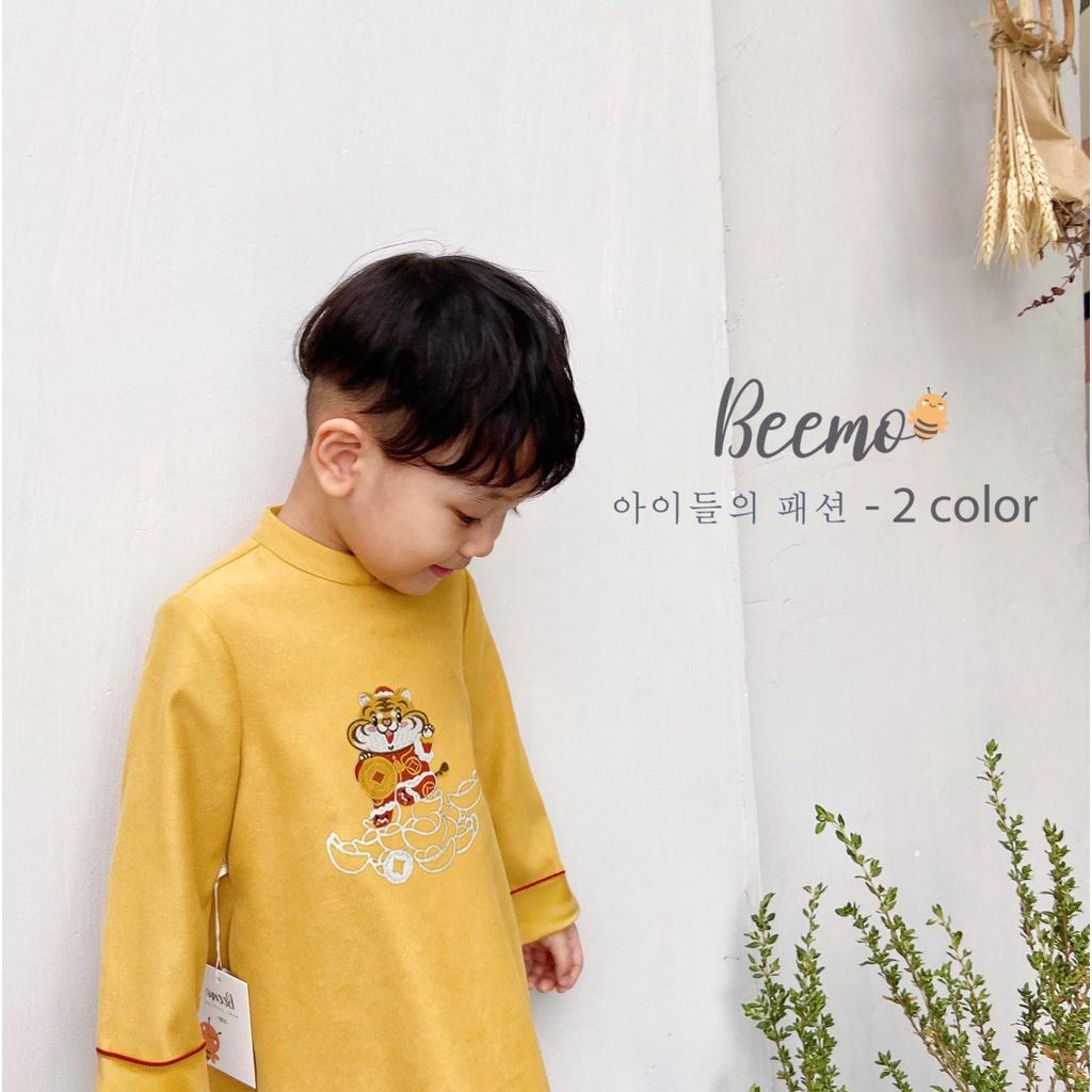 Set bộ áo dài tài lộc Beemo cho bé trai bé gái từ 1 đến 6 tuổi thêu đế vương rinh tài lộc 20D073