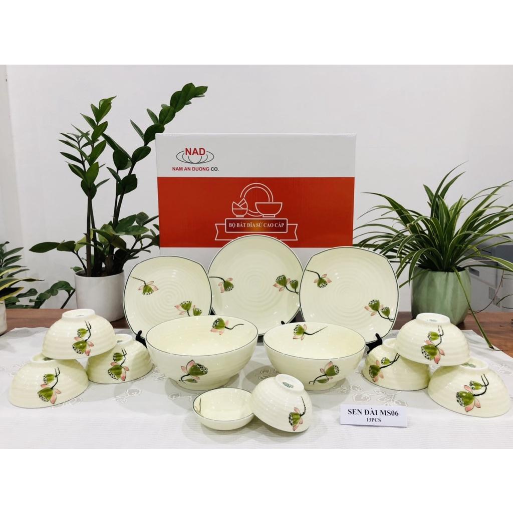 BỘ ĐỒ ĂN GỐM SỨ CAO CẤP BÁT TRÀNG - SEN ĐÀI