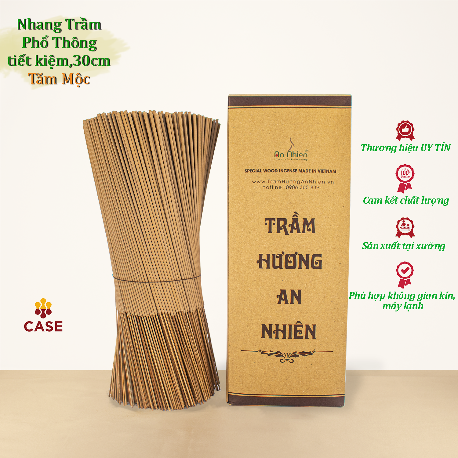 Nhang Trầm Hương An Nhiên Phổ Thông Hộp Lớn Tiết Kiệm, Hương, Nhang Thờ Cúng Sạch Thơm An Toàn, PT825 Dài 30cm, 825 Que