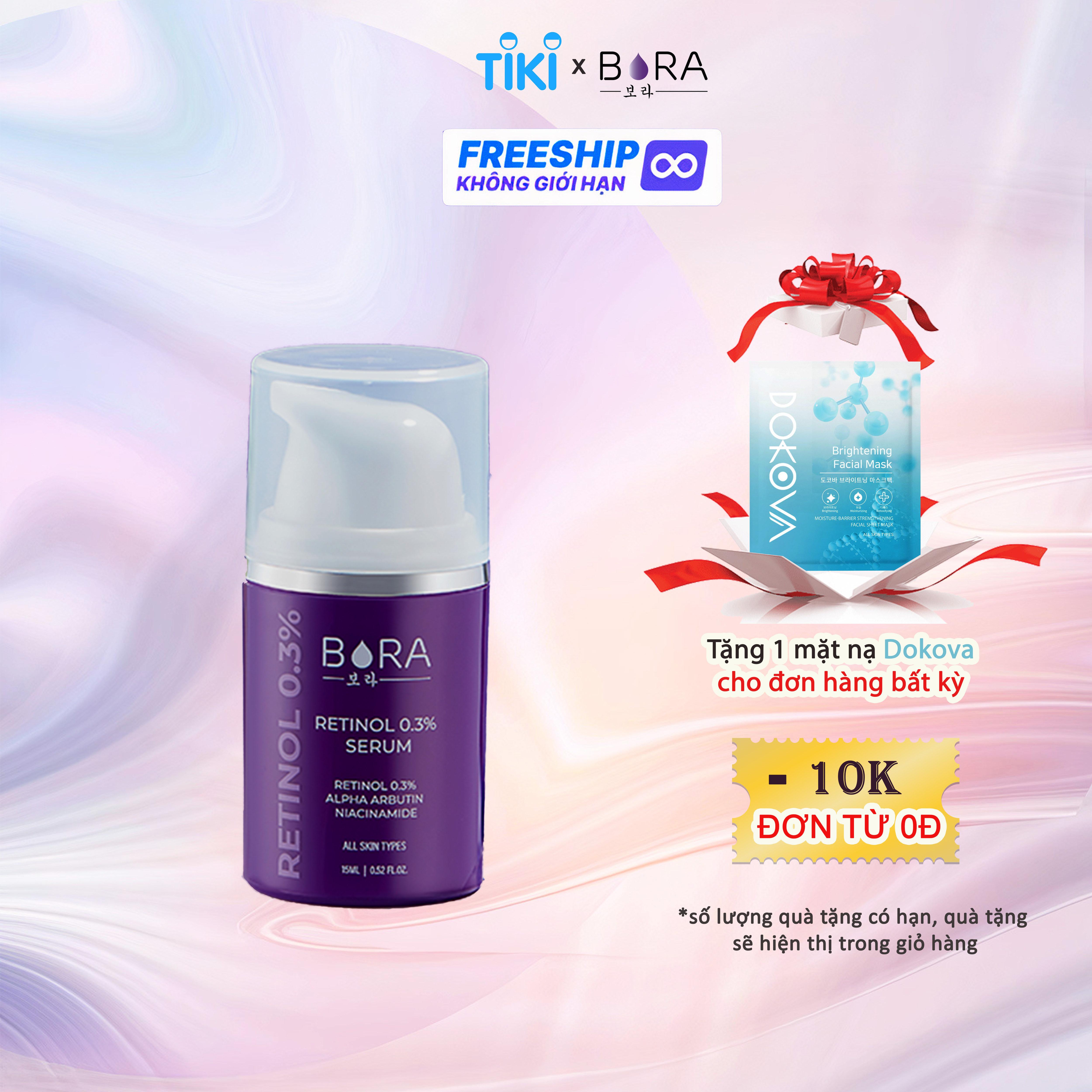 Serum dưỡng trắng, ngăn ngừa lão hóa và tái tạo da Bora Retinol 0.3% chai 15ml