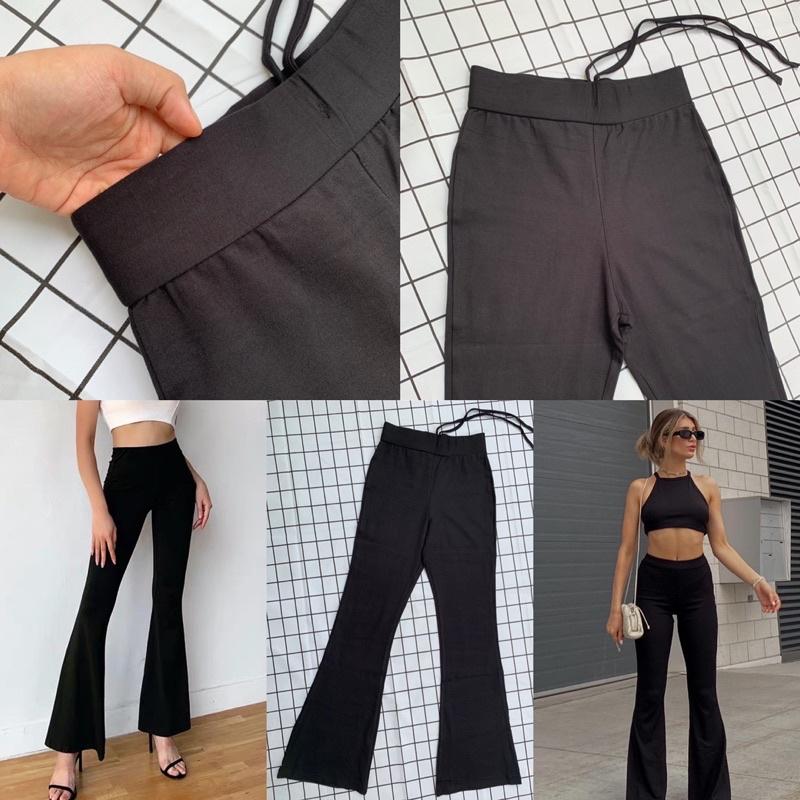 Quần ống loe che khuyết điểm đùi to, kéo dáng, nâng mông chất cotton lạnh L1