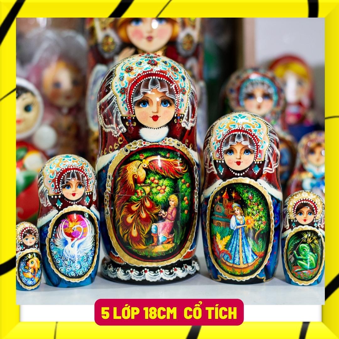 BỘ BÚP BÊ NGA MATRYOSHKA CAO CẤP 5 LỚP 18CM "CỔ TÍCH CHIM LỬA" CỰC ĐẸP VÀ SANG TRỌNG