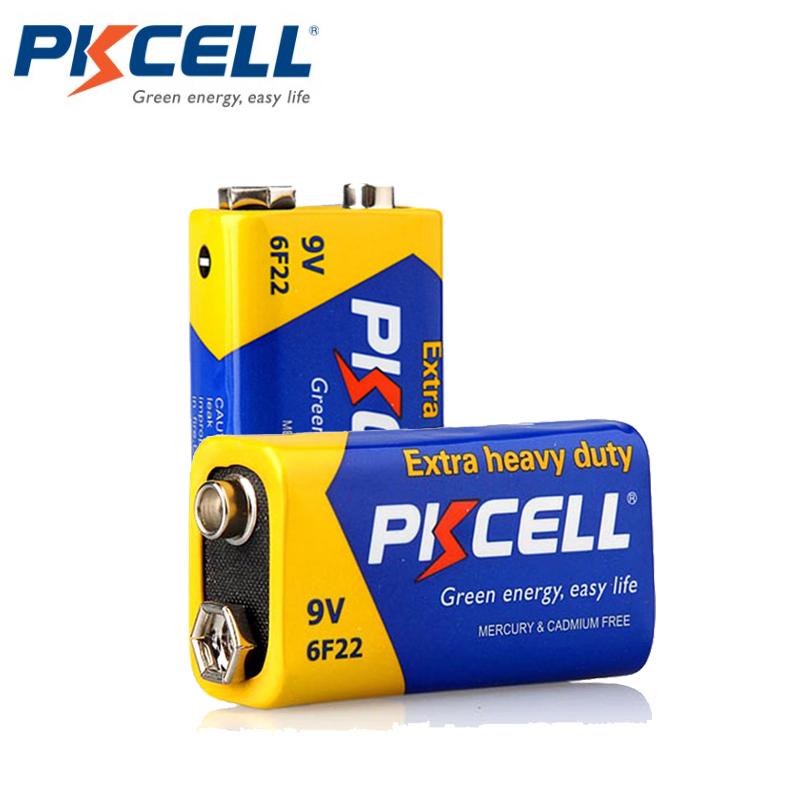 20PC PKCELL 9V 6F22 Tương đương với pin CR9V ER9V 6LR61 Pin Carbon Kẽm cực nặng Pin 9 Volt cho Đồ chơi điều khiển từ xa Điện áp danh định: 9V