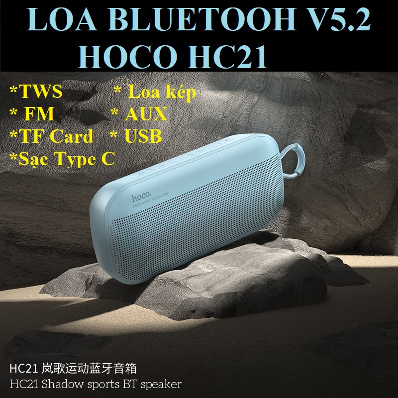 Loa bluetooth cho điện thoại laptop hỗ trợ TWS hệ thống loa kép hoco HC21 _ Hàng chính hãng