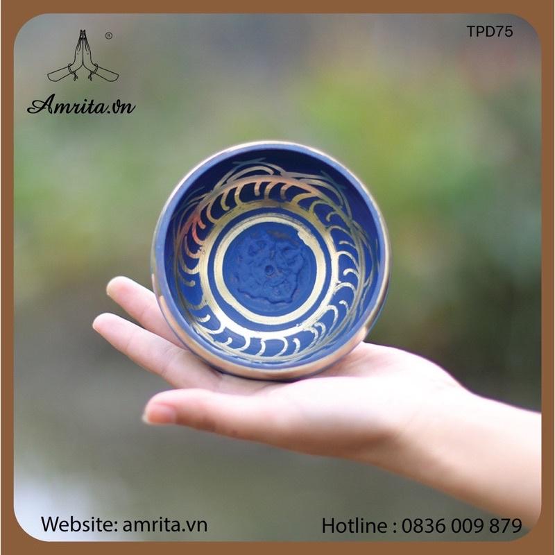 Chuông xoay Tây Tạng (Nepal) - Singing Bowl - chuông xoay Nepal -singing bolws - xanh -chuông xoay fullmoon Amrita