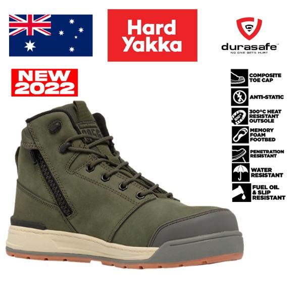 Giày HARD YAKKA Y60329 3056 5-Inch Lace Side-Zip Safety Boot Olive size EU 39-43