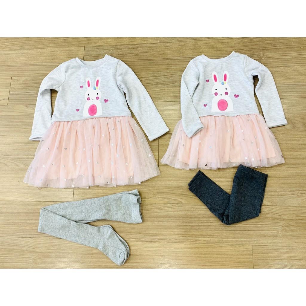 Set váy thỏ chân voan kèm quần legging dư xịn cho bé