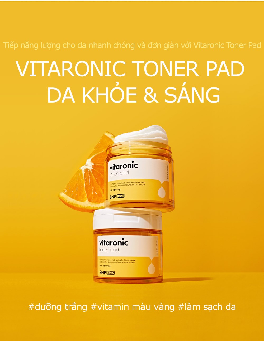 Toner Dưỡng Trắng Da, Mờ Thâm Vitamin C SNP VITARONIC TONER PAD 135ml