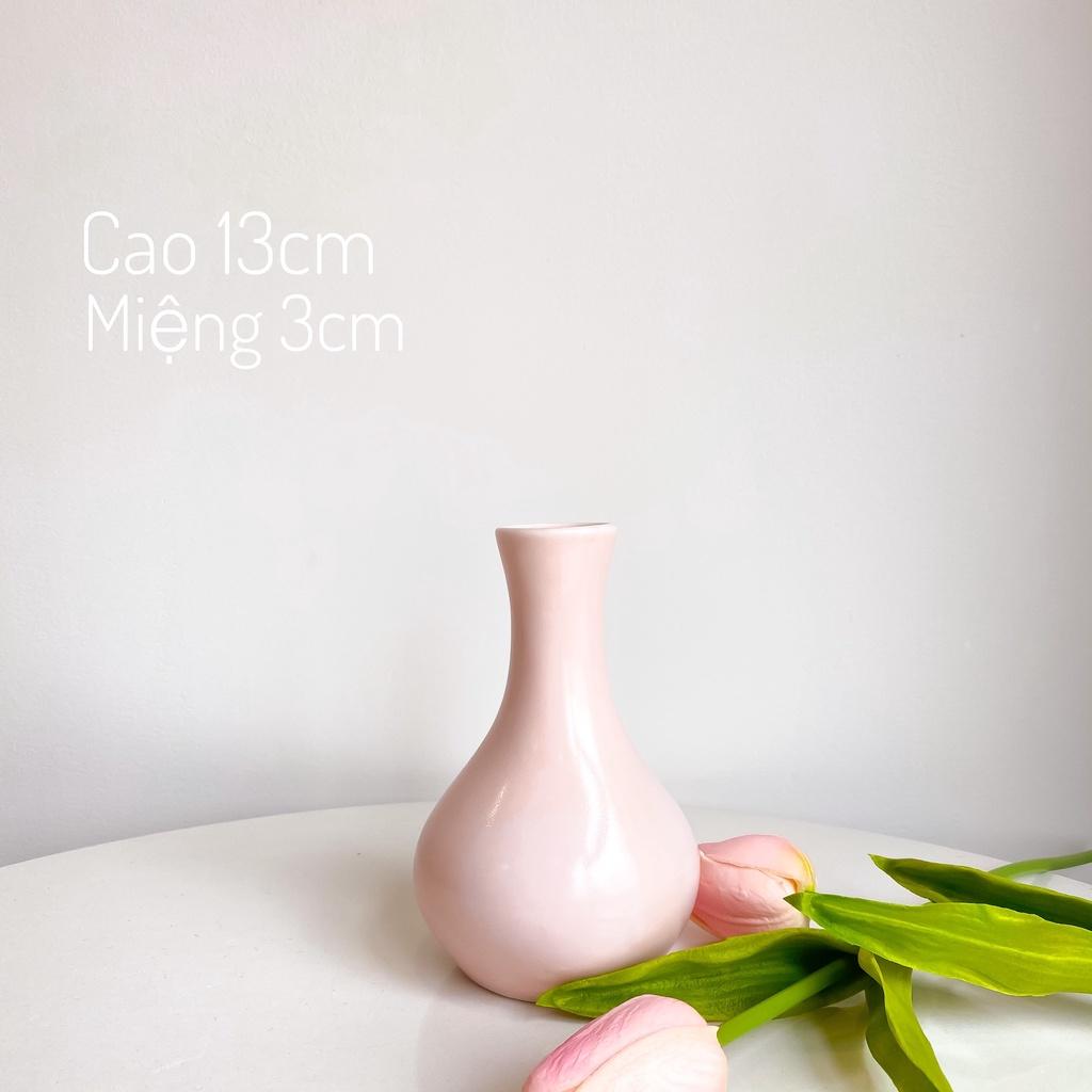 Bình Hoa Mini, Lọ Hoa Bát Tràng Men bóng màu Hồng Pastel nhẹ nhàng cực xinh