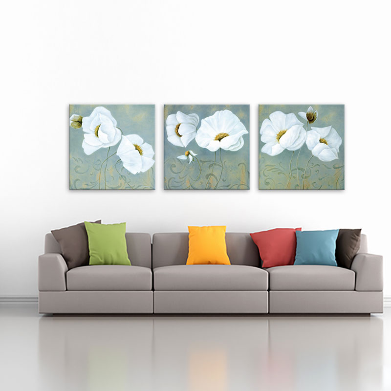 Bộ 3 tranh hoa mỹ nhân trắng W1771