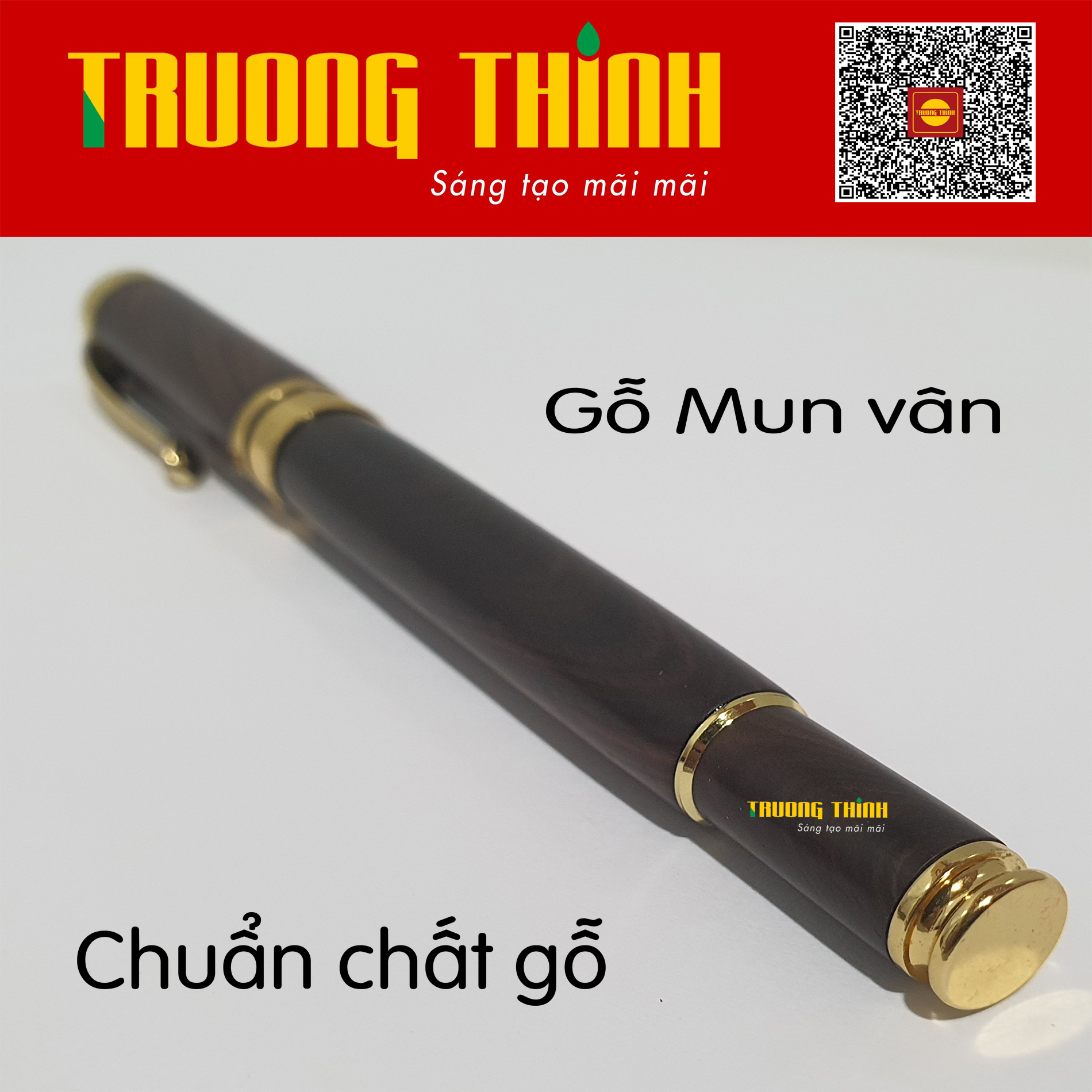 Hình ảnh Bút Ký Gỗ Mun Vân Cao Cấp Sang Trọng Bền Đẹp Trường Thịnh Chính Hãng Đẳng Cấp Doanh Nhân. Loại Rút 14.5 cm