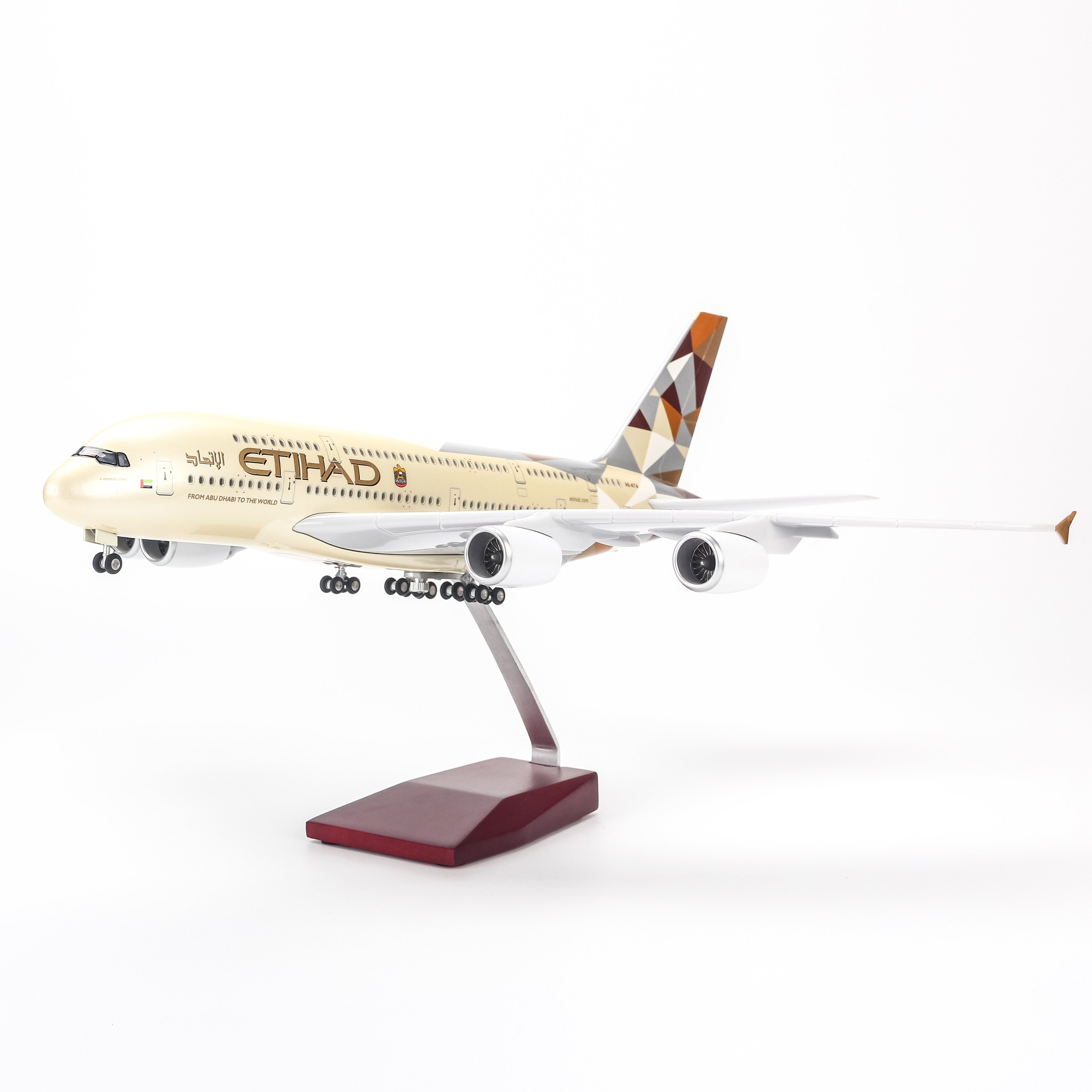 Mô hình máy bay Etihad Airways Airbus A380 lắp ráp có đèn 47cm MBMH46