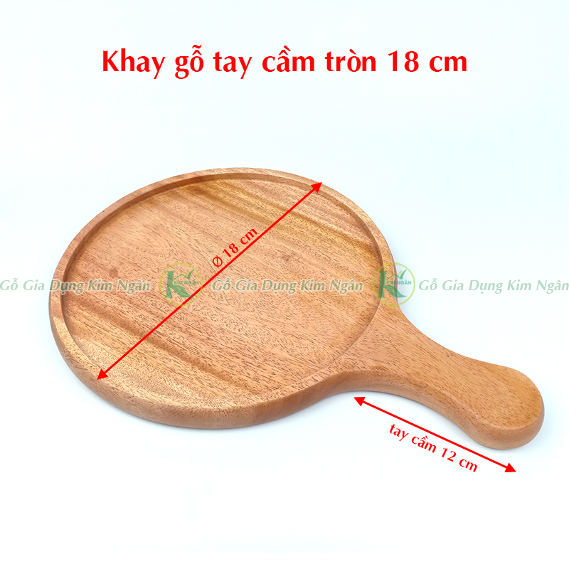 Khay Gỗ Tròn Tay Cầm Đựng Thức Ăn Quán Ăn Gia Đình, Khay Gỗ Decor Trang Trí Bày Thức Ăn - Gỗ Kim Ngân