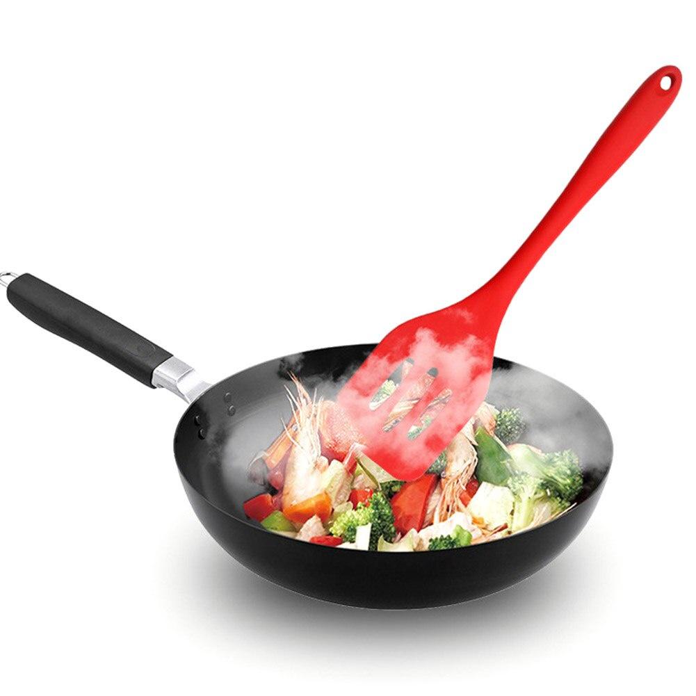 6pc Silicone Cooking Utensil Set Wooden Handle Spatula Soup Spoon Brush Ladle Pasta Colander Non-stick Cookware Kitchen Tools