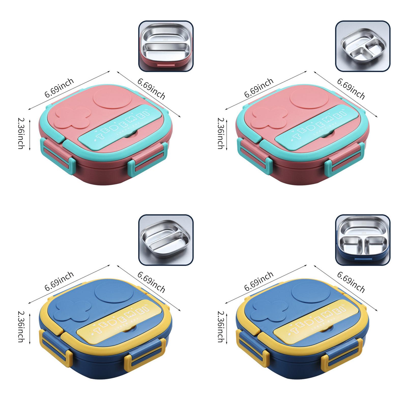 Hộp Cơm Bento Có Nĩa 3 Ngăn Phong Cách Nhật Bản Bằng Thép Không Gỉ Chống Rò Rỉ