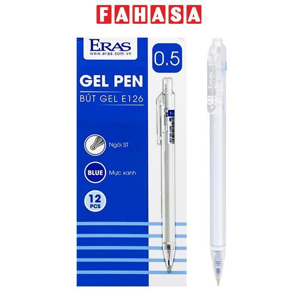 Hộp 12 Bút Gel Bấm Ngòi ST Nét 0.5 mm - Eras E126 - Mực Xanh