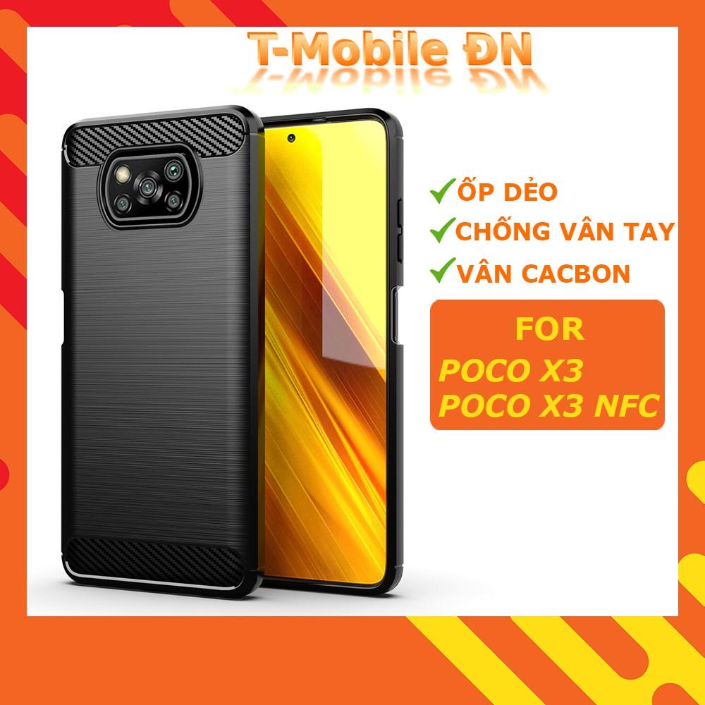 Ốp lưng cho Xiaomi Poco X3 NFC X3 Pro dẻo Cacbon phay xước chống sốc chống vân tay