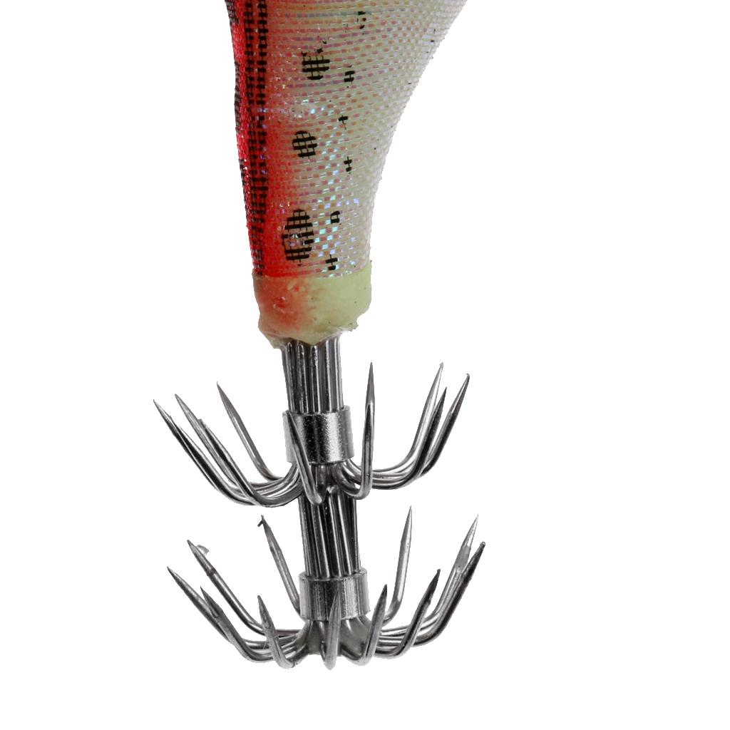 Fishing Artificial Wood Shrimp Squid Jigs Squid Hook Minnow Trout Lure Pink