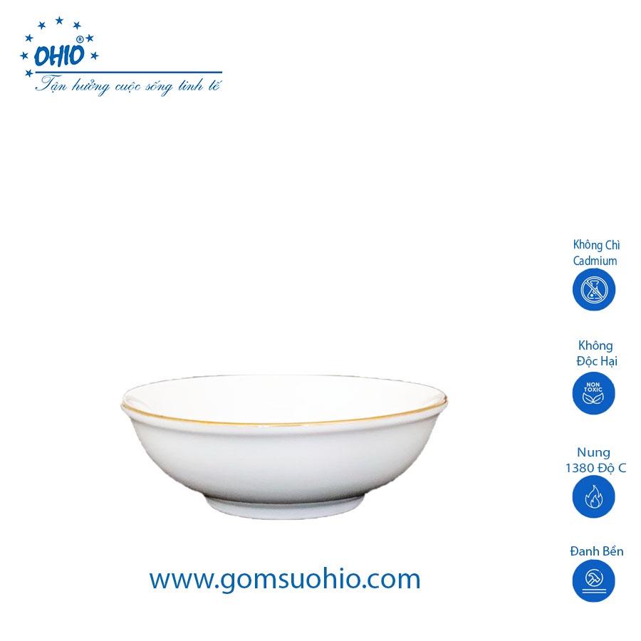 Đĩa Hến 7.7 cm Sứ Trắng Viền Kim OHIO