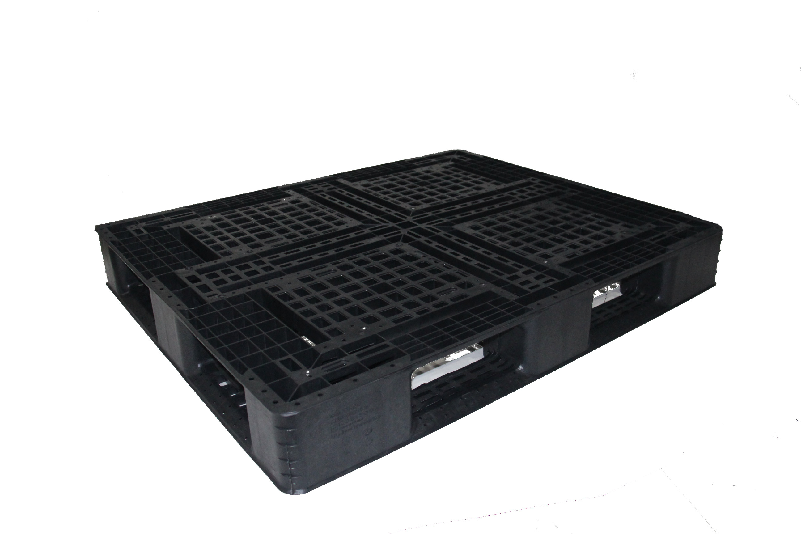 Pallet Nhựa Khôi Việt 1200 × 1000 × 150mm chân 4 thanh giằng màu đen