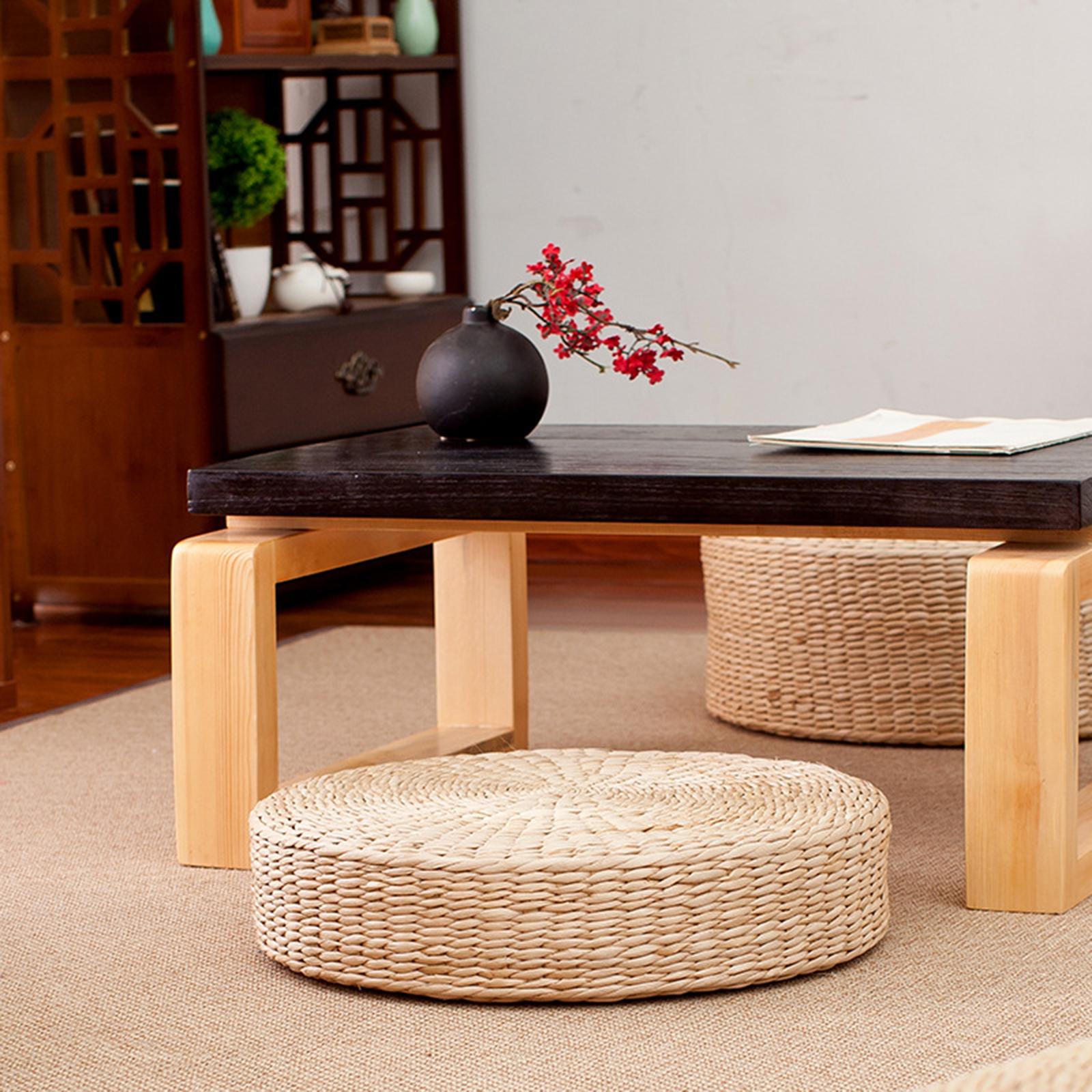 Round Straw Woven Tatami Cushion Floor Pouf Meditation Seat Mat