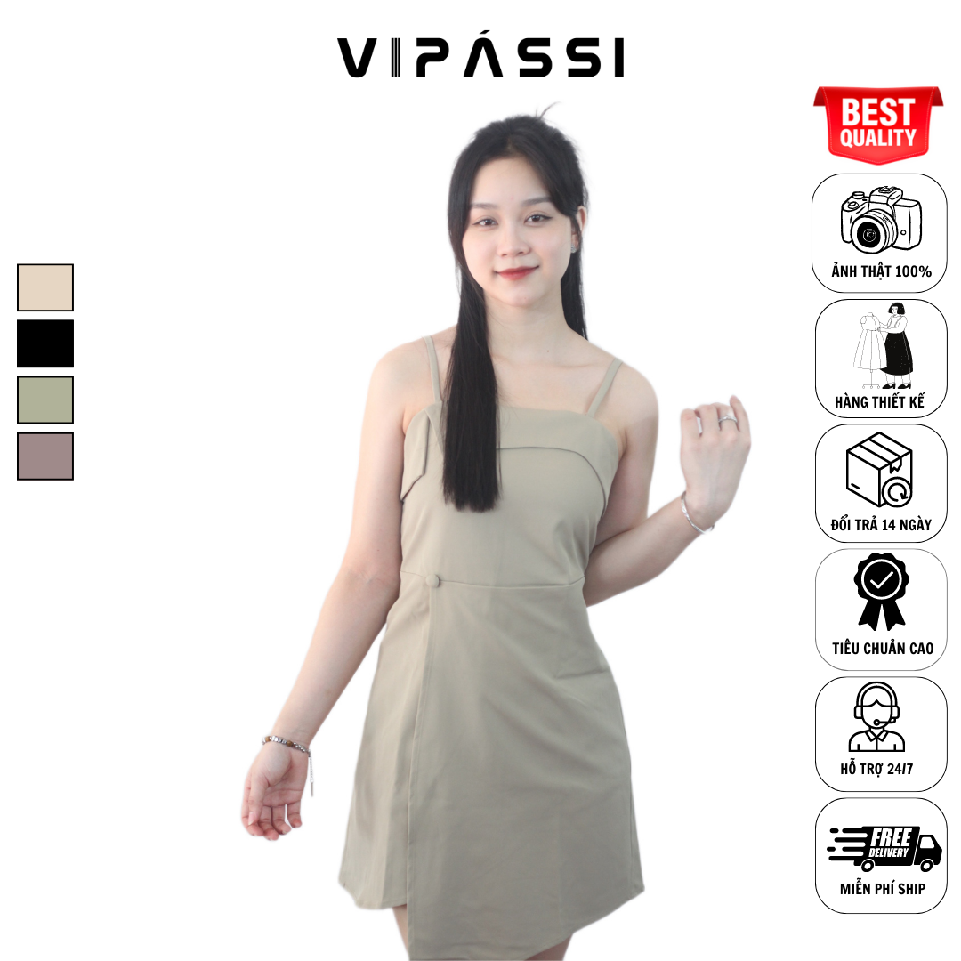 VIPÁSSI Đầm Hai Dây Xẻ Tà Ôm Body