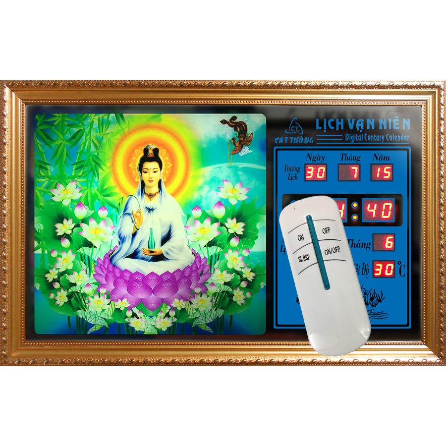 Đồng hồ lịch vạn niên Cát Tường 55640_KT 55x35x7cm_Có 2 Loại (Không Remote Đèn Và Có Remote Đèn)