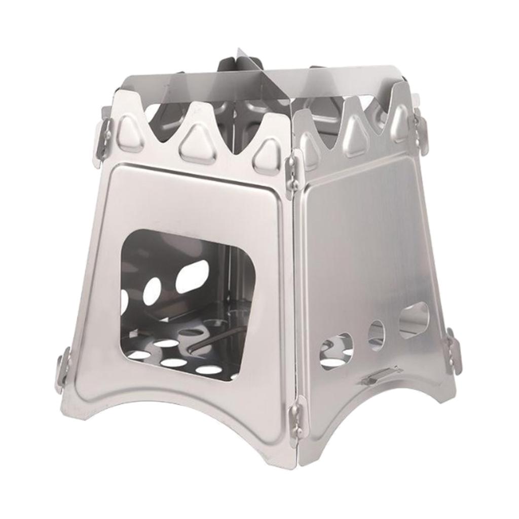 Portable Stainless Steel Camping Hiking Wood Stove Charcoal Burner L