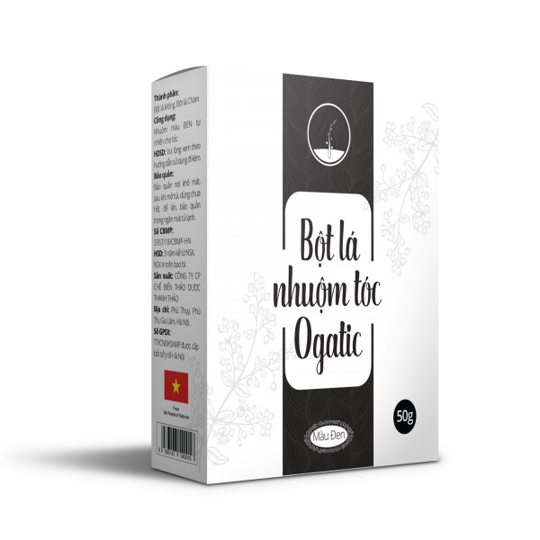 Bột lá nhuộm tóc OGATIC 50g - Đen tự nhiên