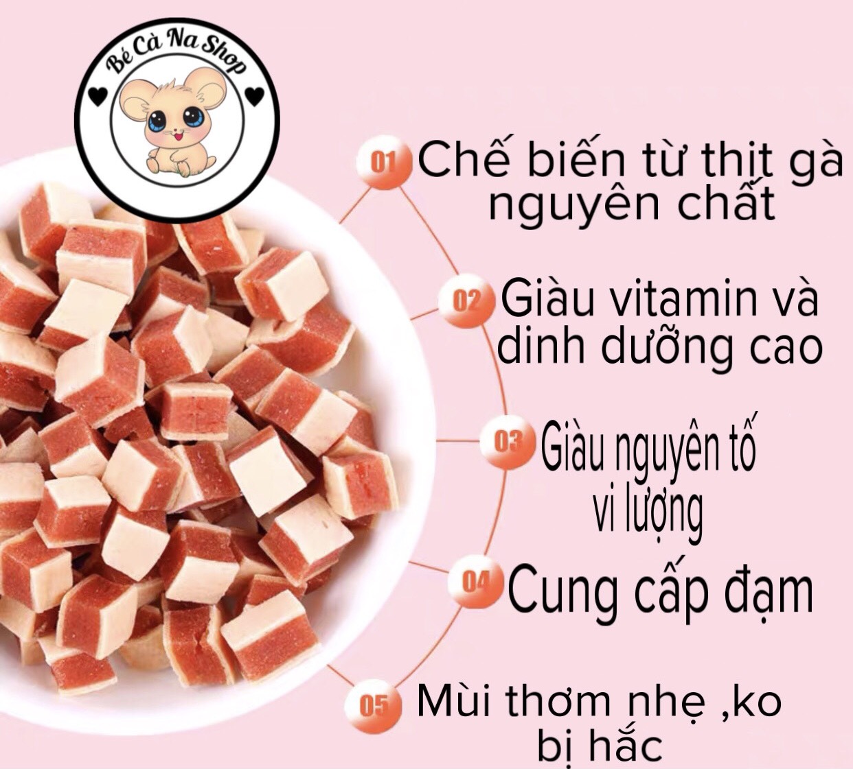 Shushi gà cuộn vuông dinh dưỡng thức ăn cho hamster thỏ bọ sóc chinchilla ....