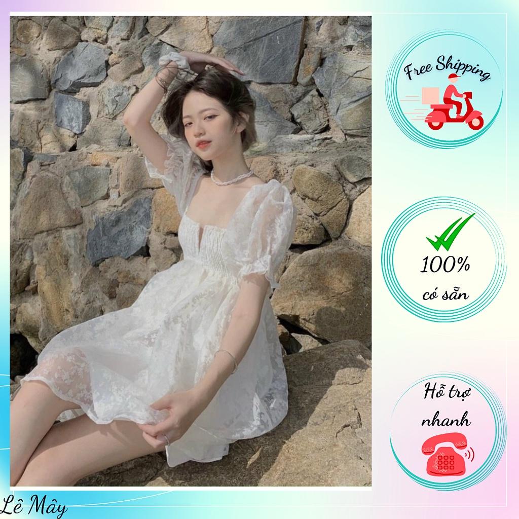 ĐẦM BABYDOOL HOA TRẮNG