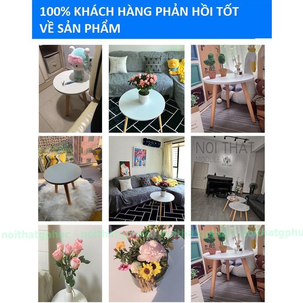 Bàn trà sofa Kiểu Nhật hình tròn chân làm từ gỗ tự nhiên, đường kính 40cm, 50cm và 60cm