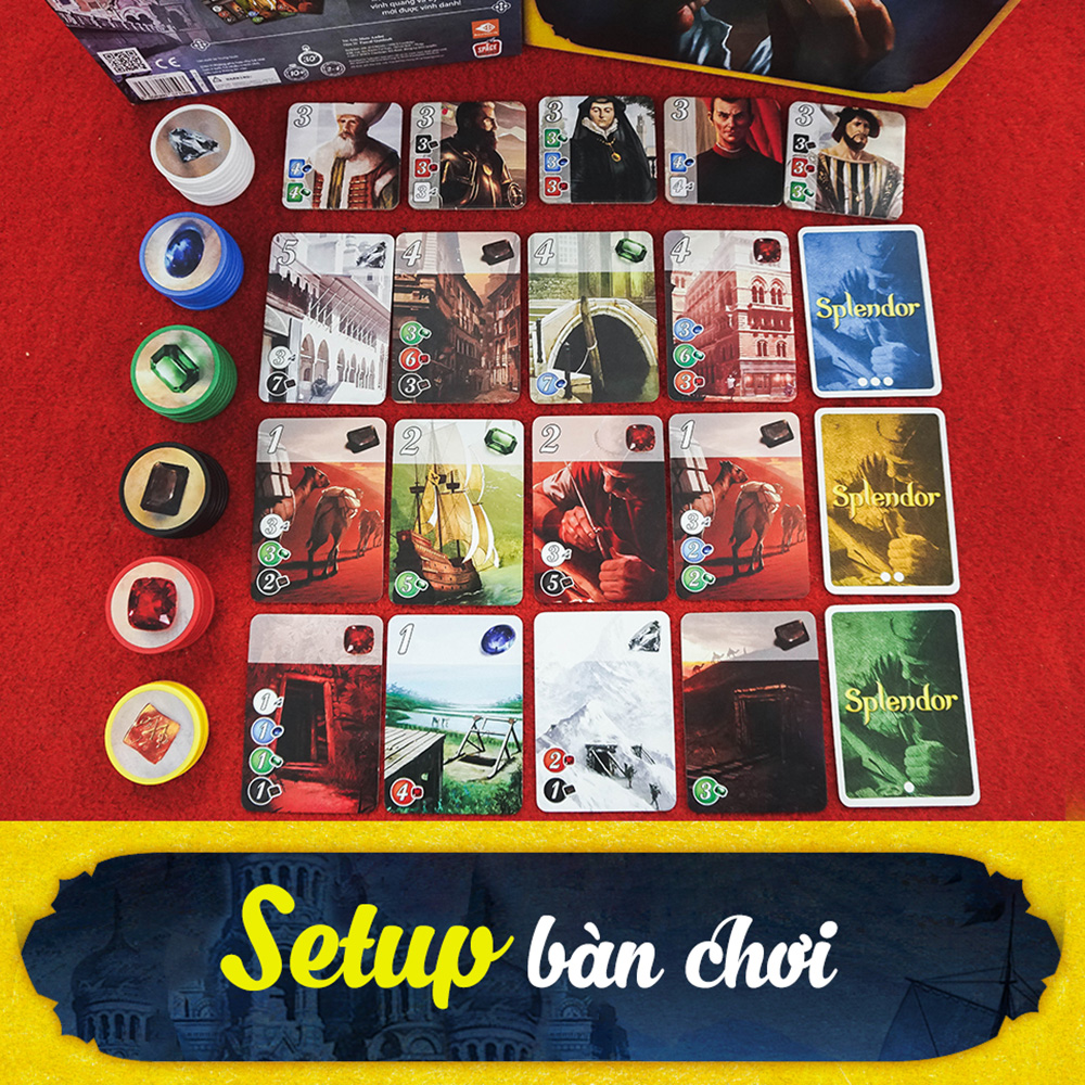 Bộ Bài Board Game Splendor Việt Nam Token Xịn Xò Chip Nhựa Cứng Độc Đáo Không Thấm Nước 