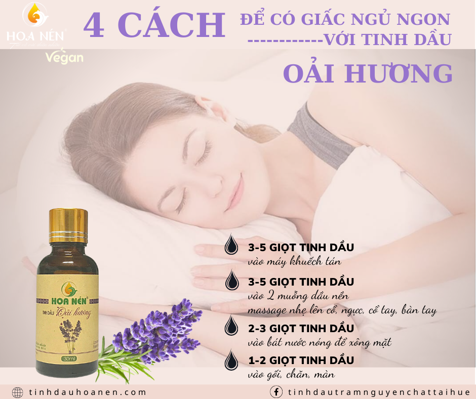 Tinh dầu hoa Oải Hương nguyên chất 10ml - Hoa Nén - Thư giãn, ngủ ngon, giảm căng thẳng