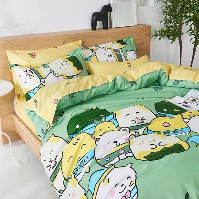 Set Cotton Poly 4 Món Con Mèo Xanh Hàng Nhập Nguyên set