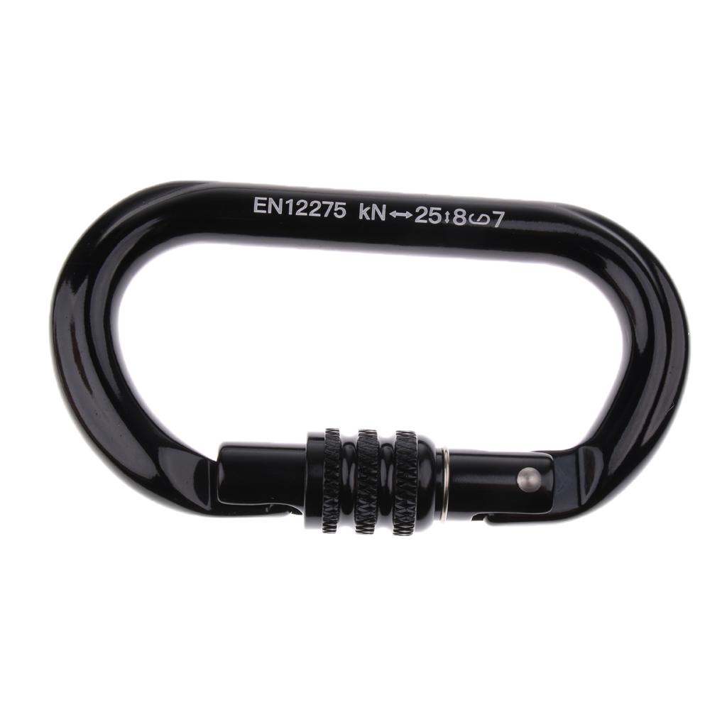 Rock Climbing Carabiner Clip Screw Locking O-Shaped Safety Buckle Aviation Aluminum 8KN-25KN