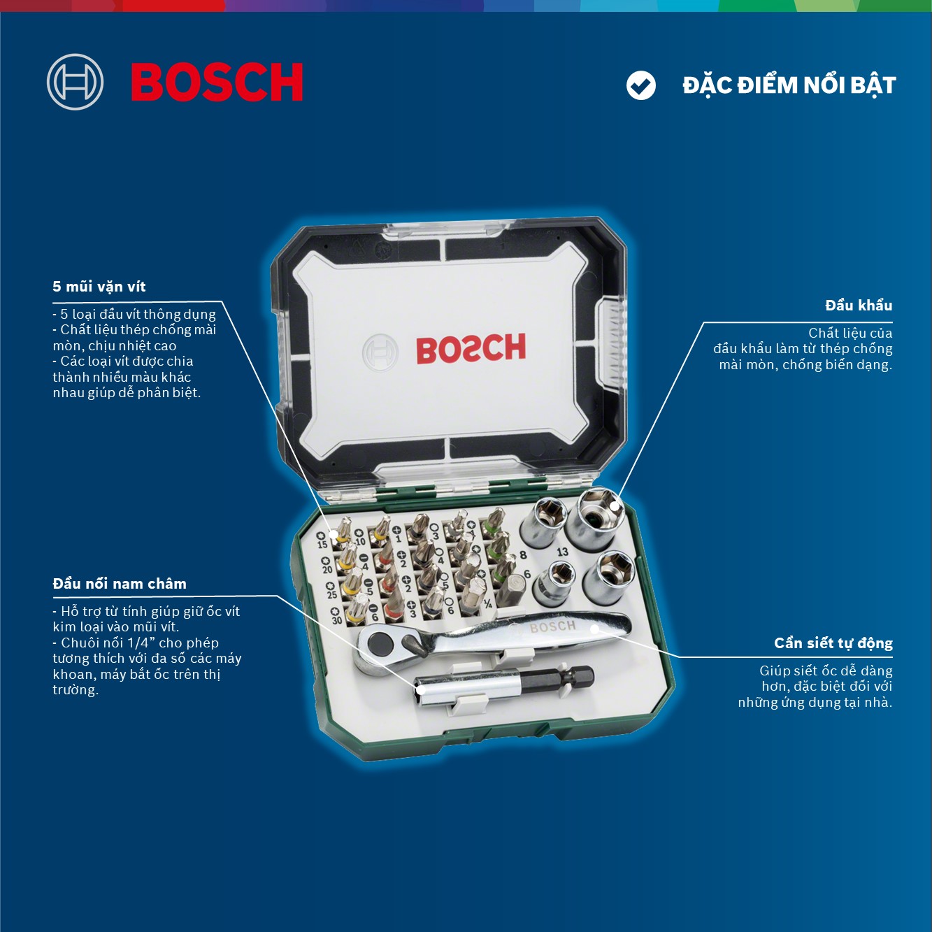 Bộ vặn vít đa năng Bosch 26 chi tiết