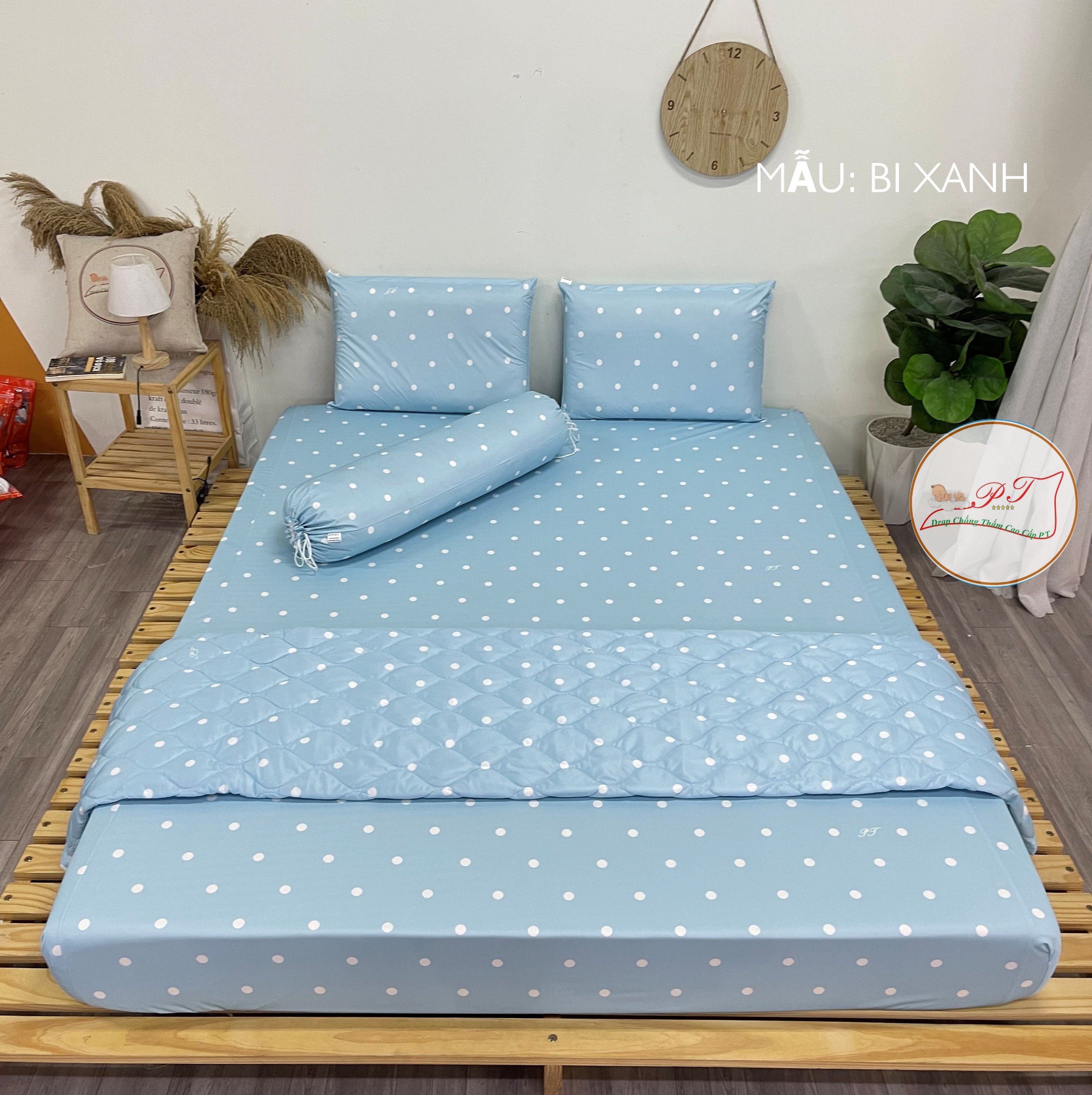 Ga Chống Thấm Cao Cấp PT Mẫu Họa Tiết Bi Xanh