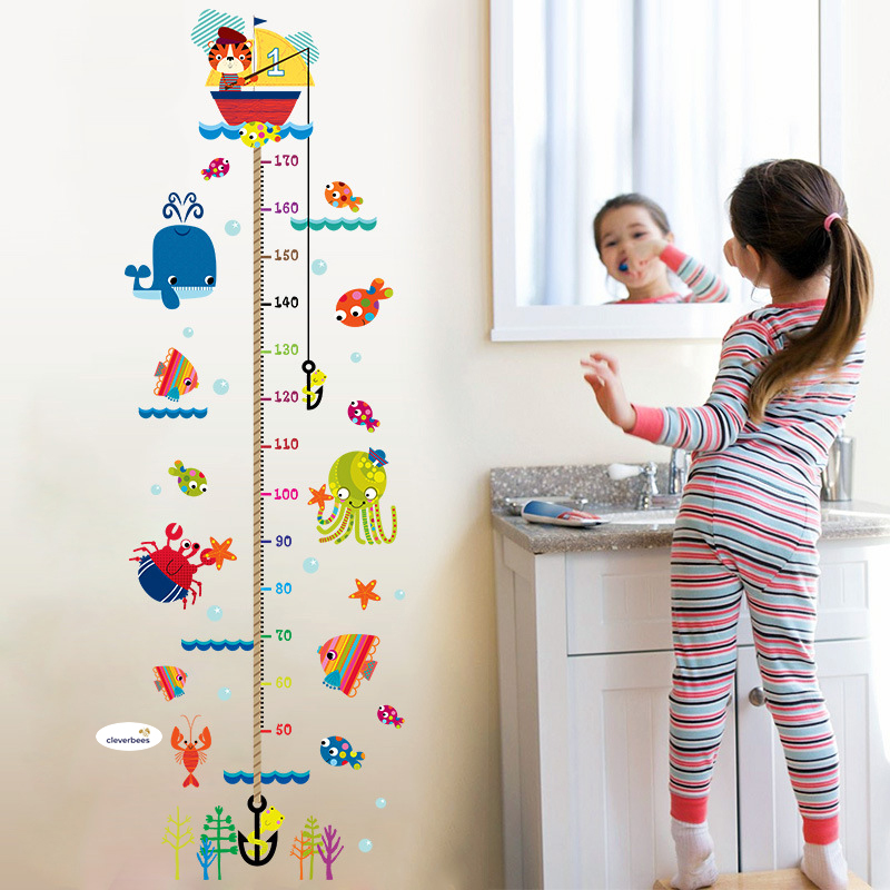 Miếng dán sticker Cleverbees đo chiều cho bé cao từ 60 cm tới 180 cm dán tường trang trí hình hoạt hình ngộ nghĩnh dễ dán Mẫu Clickmua23- Nhiều mẫu lựa chọn