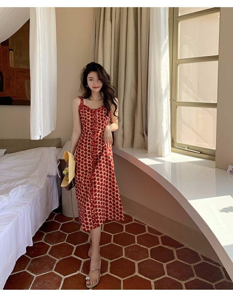 SHUANGYAN Tea Break Dress Pháp Vintage Fairy Dress Nhỏ giảm tuổi Pure Sex Wind Sling Dress Nữ 2023 Summer Dress